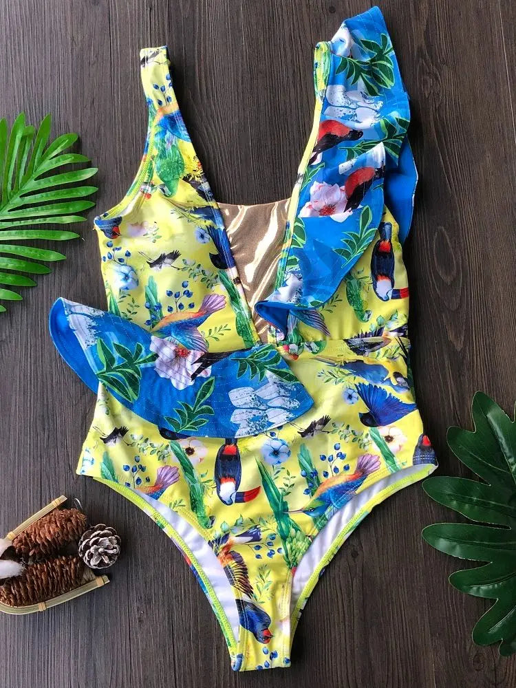 RUOTONGSEPT 2023 Women Swimsuit Strappy Bandege Swimwear Backless Sexy One Piece Ruffled Bikini Bathing Suit Beachwear Monokini