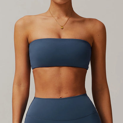 Women's Yoga Bra Strapless Sports Bra Women's Gym Run Push Up Thin Strap Daily Sports Top Wireless Pad Fitness Yoga Bra