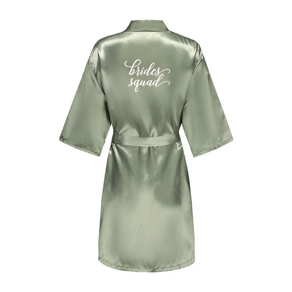 Women's Satin Robe Silk Kimono Bathrobe Pure Short Sexy Sleepwear Bridesmaid Bride Party Robes Grass Green