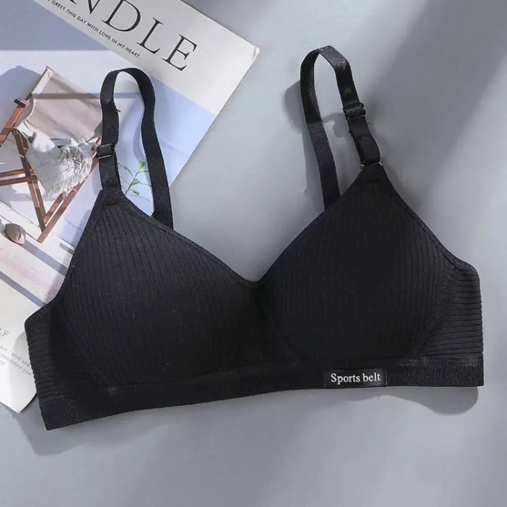 New Simple Cotton Girl Bra Underwear Student Bra Teen Thin Section Without Steel Ring Comfortable Sleep Bra Sports Vest