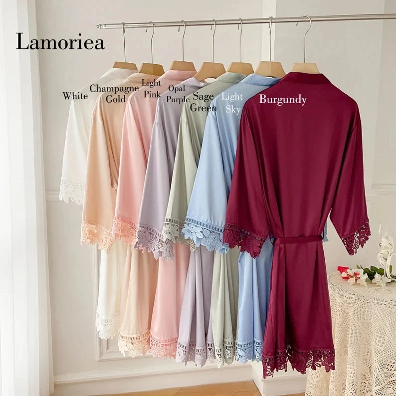 Personalised Bridesmaid Robes Wedding Dressing Gown Bridal Party Satin Lace Bride Gift Bride Robe Bridesmaid Gift