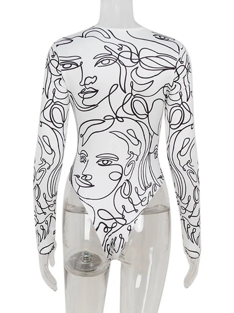 Ahagaga Elegant Skinny Women's Bodysuits Tees Sexy Solid O-Neck Regular Causal Long Sleeves Slim Fit Streetwear T Shirt Rompers