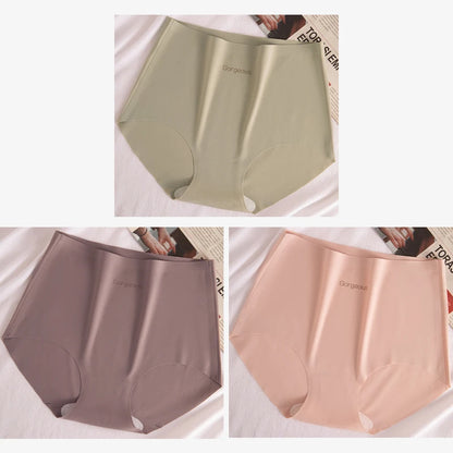 3pcs Women Thin Seamless Panties Girl Ice Silk High Waist Underwear Yoga Sport Brief Breathable Comfort Hip Lift Panty Underpant