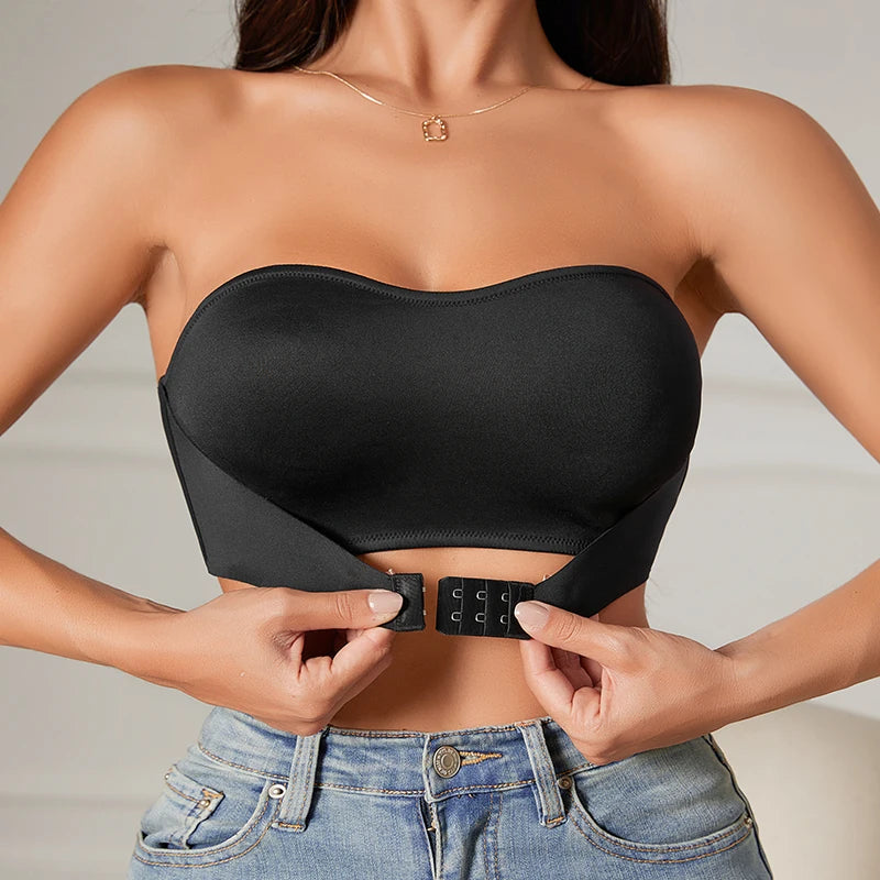 Hot Sale New Design Effective Slip-proof Side One Piece Bralette Padded Ice Silk Seamless Strapless Bra For Women YMQJ