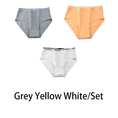 3PCS/Set Women Cotton Solid Seamless Underwear Sexy Plus Size Panties Letter Lingerie Mid Waist Comfortable Briefs NKT2123