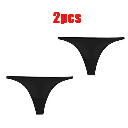 1-6pcs Seamless Panties Ice Silk Seamless Panties For Women Soft Thin Thongs Woman Satin Underwear Female Bikini String Panties