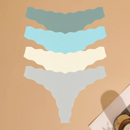 4pcs Seamless Knitting Underwear Women Ultra-Soft Panties Sexy Breathable Solid Thongs Female Low Waist Stretchy G-String T-Back
