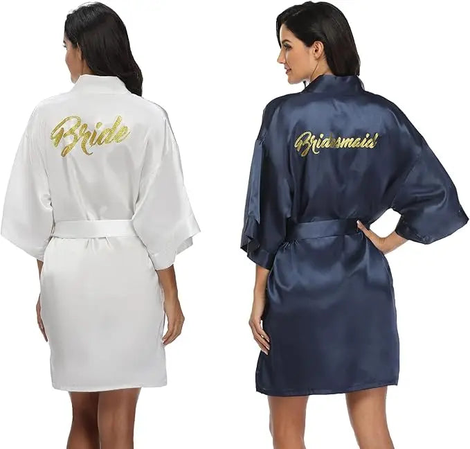 6 Pieces Bridal Shower Bathrobe Set for Bride and Bridesmaid Silky Robe Set Getting Ready Dressing Gown