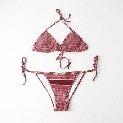 2025 Summer New Women's Outdoor Beach Swimsuit Sexy Hanging Neck Strap Split Bikini