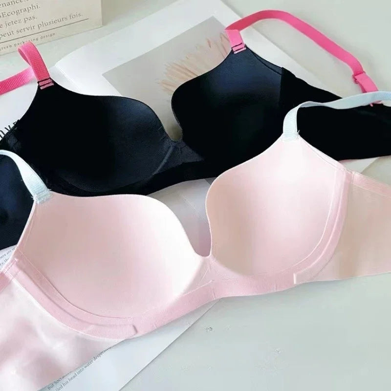 MOYISU 3D Push Up Seamless Bra T-Shirt Bra Wireless Comfort Bralette Plus Size S-XL Adjustable Straps Lightweight Color Blocking