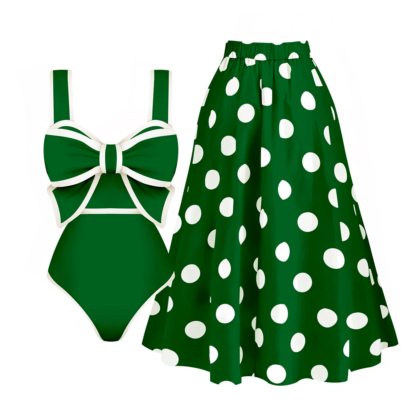 2025 New Bow Tie One Piece Swimsuit For Women Swimwear with Skirt Bathing Suit Monokini Beach Bodysuit Beach Wear