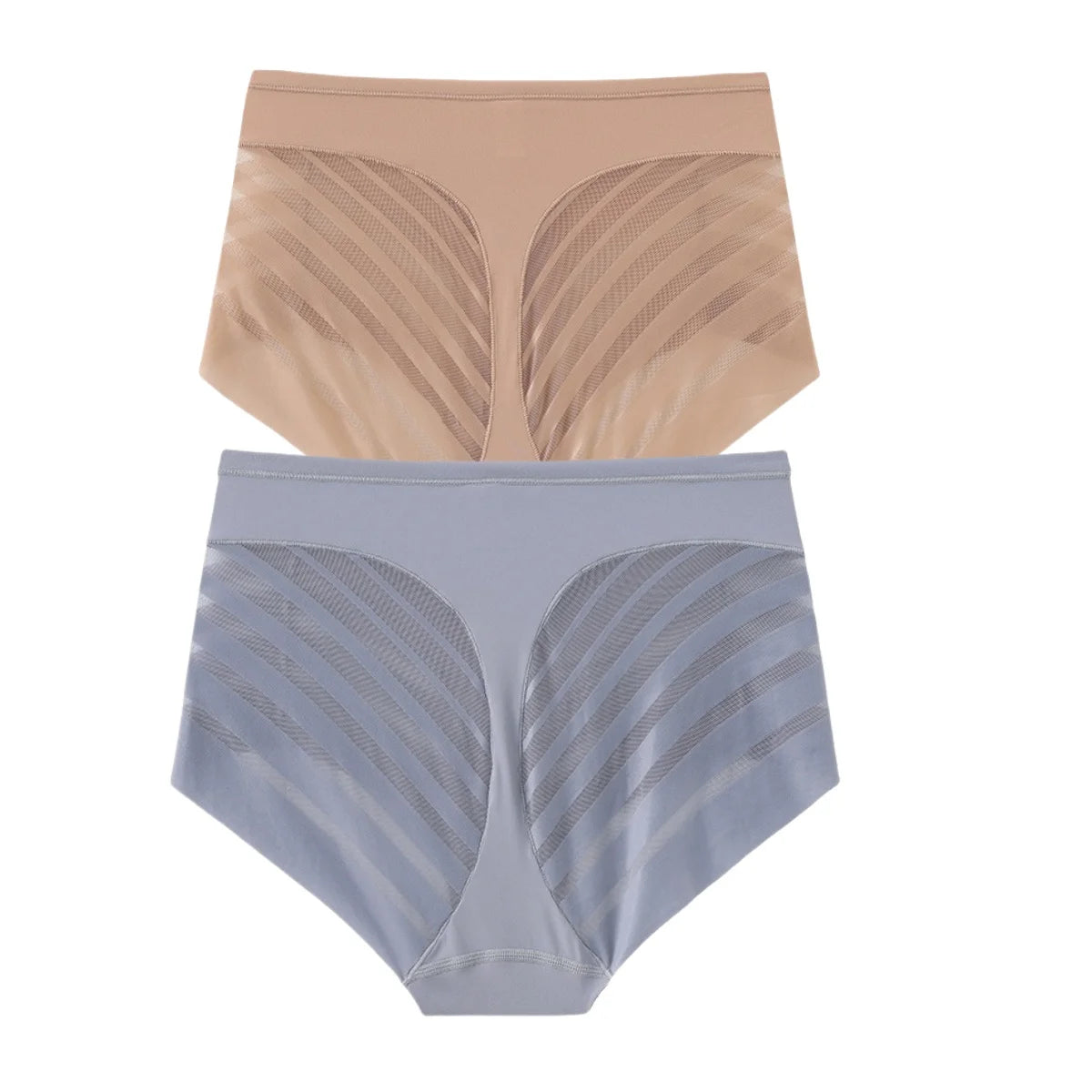 2Pcs/Set Ice Silk Tummy Control Panties Women High Rise Shapewear Pants Female Sexy Lingerie Slimming Underwear M-3XL Briefs