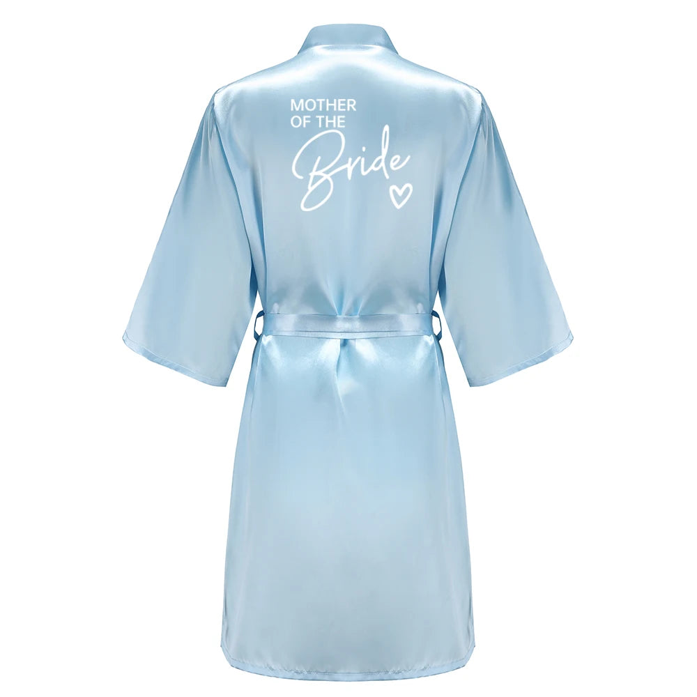 Wedding Party Team Bride Robe Kimono Satin Pajamas Bridesmaid Bathrobe With White Letters YE8171