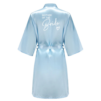 Wedding Party Team Bride Robe Kimono Satin Pajamas Bridesmaid Bathrobe With White Letters YE8171