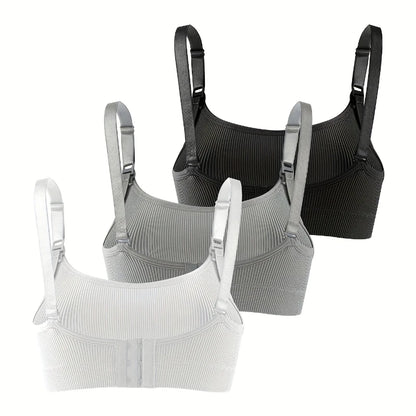 3 PCS Set Breathable Front Open Nursing Bra Maternity Underwear Pregnancy Bra Full Cup Wireless Comfortable Breastfeeding Bra