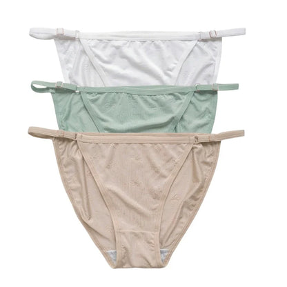 3Pcs/Set Ice Silk Panties Women Low Rise Briefs Brazilian Panties Solid Color Underwear Female Underpants Sexy Lingerie S-XL