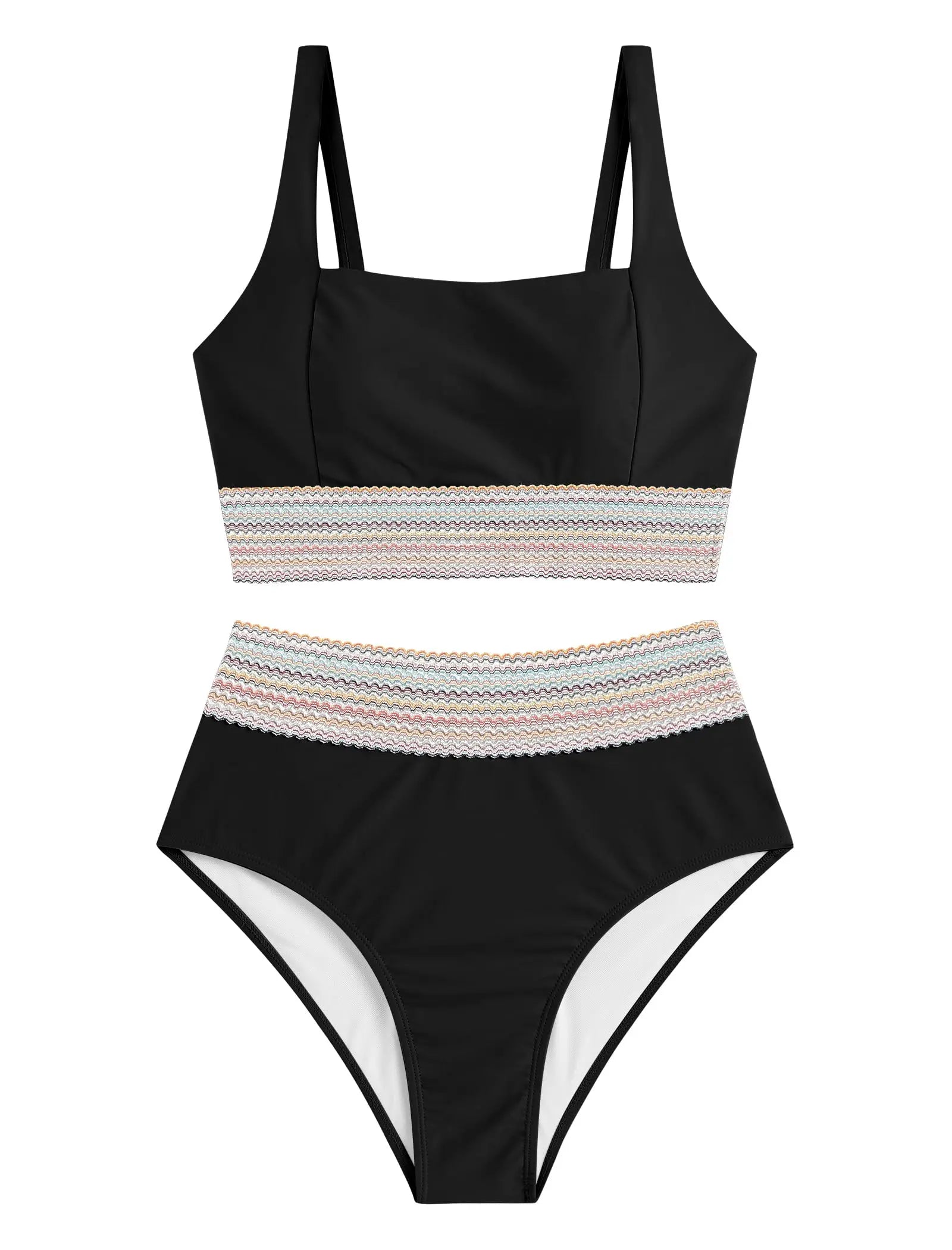 ZAFUL Women High Waisted Bikini Tummy Control Swimsuits Two Piece Swim Suits for Women 2025 Sporty Bathing Suit Swimwear