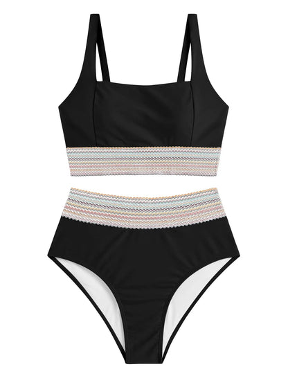 ZAFUL Women High Waisted Bikini Tummy Control Swimsuits Two Piece Swim Suits for Women 2025 Sporty Bathing Suit Swimwear