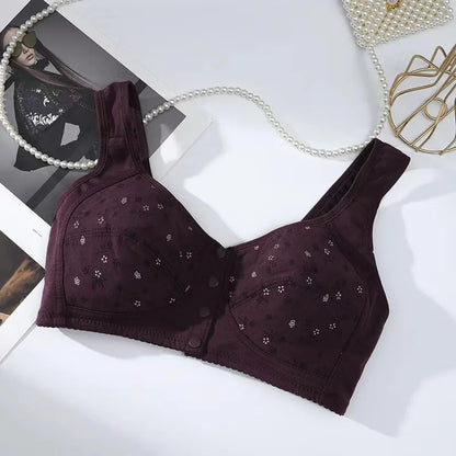 Front Closure Cotton Bra for Women Breathable Soft Brassiere Wire Free Thin Cup Bralette Sleeping Lingerie