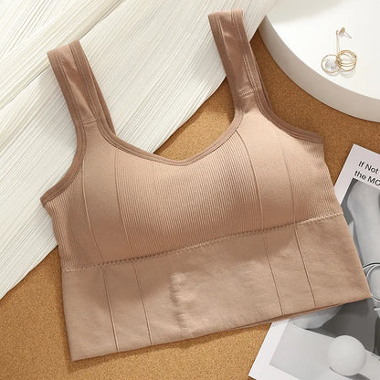 women Active Bra casual Top Letters print strap Cotton Top fitness Gym Jogging sleep Bra girl Wire Free Bandeau paded Bra Tops