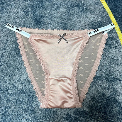 Women's Lace Bow Panties Comfort Hollow Out Briefs Heart Underwear Woman Sexy Pantys Intimates Underpants M L XL