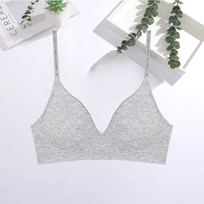 FINETOO Women Sexy Seamless Bras Deep V Neck Bralette Sexy Lingerie Letter Strap Tops Push Up Underwear Wireless Brassiere Lady