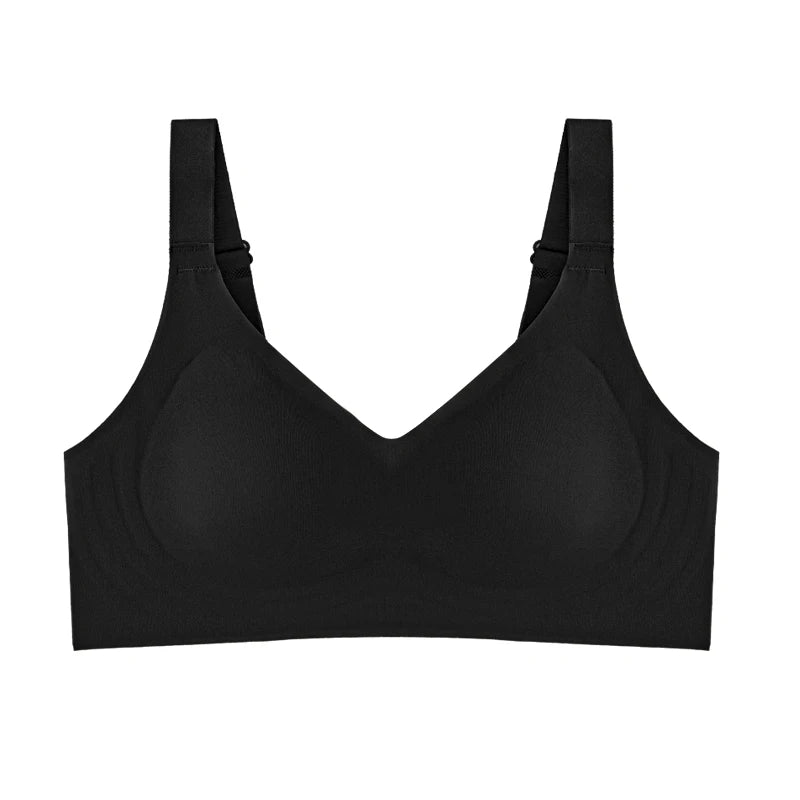 Women's Push-up Seamless Bra Wide Strap Latex Jelly Underwear Simple No-wire Sleeping Bra Large Size L-2XL