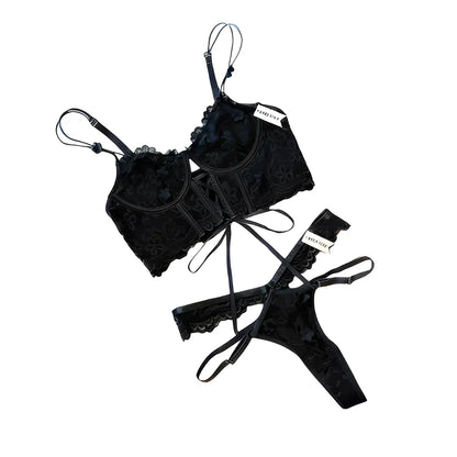 Sexy Large Size Lingerie Women Bra Set Girl Floral Lace Underwear Underwire Brassiere Push Up Outfit Delicate Kit Luxury