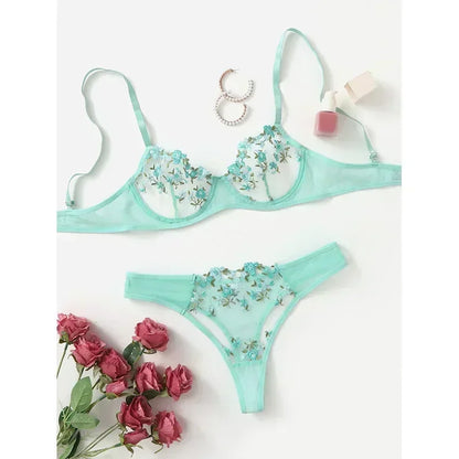 New Sexy Lace Floral Lingerie Set Women's Underwear Transparent Bra Party Sets Lace Lingerie Bra Set Underwear Set S-XL Size