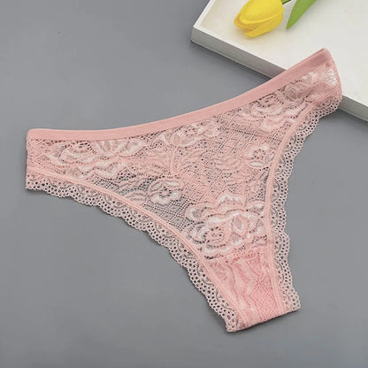 Moonflame 5Pcs Lace Thong For Women Low Rise Soft Intimates Lingerie Sexy Lace Panties Ladies Comfortable Underpants Girls Panty