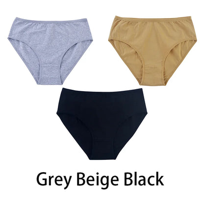 3PCS/Set Women Sexy Seamless Cotton Panties Big Size Underwear Female Underpants Girls 6 Solid Color Soft Briefs Lingerie 8815