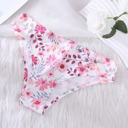 Ice Silk Seamless Flowers Panty Printed Women Panties Low-waist Sexy Lingerie Underwear Female Comfortable Cozy Sexy Lingerie