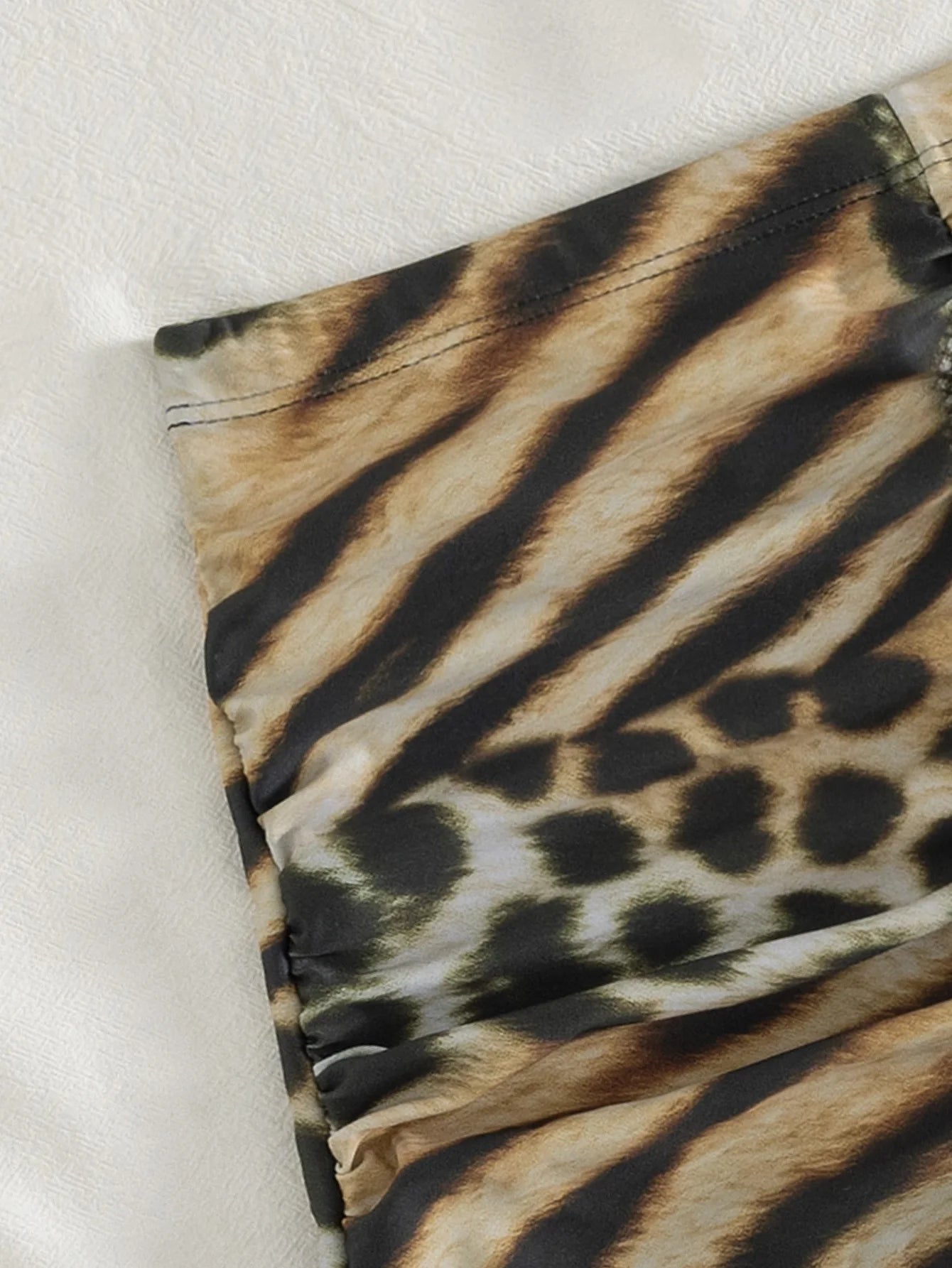 Women's Leopard & Zebra Print Bikini Set, Halter Triangle Top with High Waist Ruched Shorts Two Piece Swimsuit for Beach Vacatio