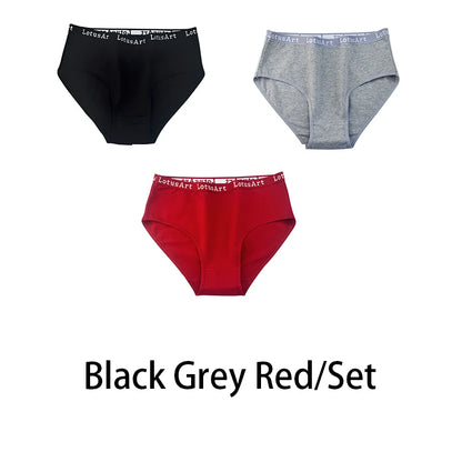 3PCS/Set Women Cotton Solid Seamless Underwear Sexy Plus Size Panties Letter Lingerie Mid Waist Comfortable Briefs NKT2123