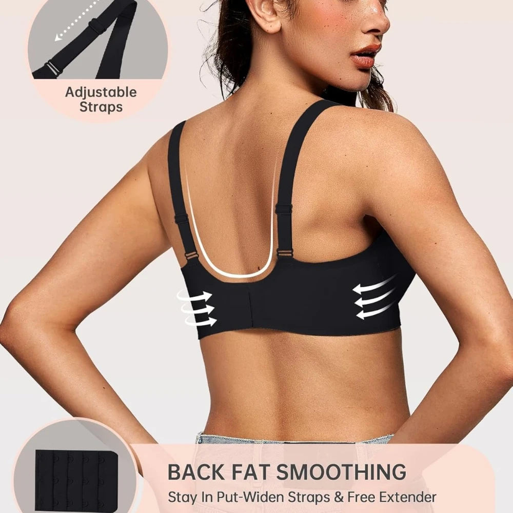 Women's Deep V Bras Wire-free Comfortable Bra Seamless Jelly Shirt T-shirt Gathering Brassiere Low-cut Seamless Underwear