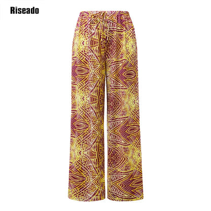 Riseado Mesh Swimsuit with Long Pants & Swimdress Long Sleeve Mesh Beachwear Sexy High Waist Bathing Suit Smart Beach Clothing