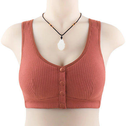 Confortable Bra Cotton Women Wire Free Bras Front Closure Underwear Female Everyday Lingerie Large Bust 52BC