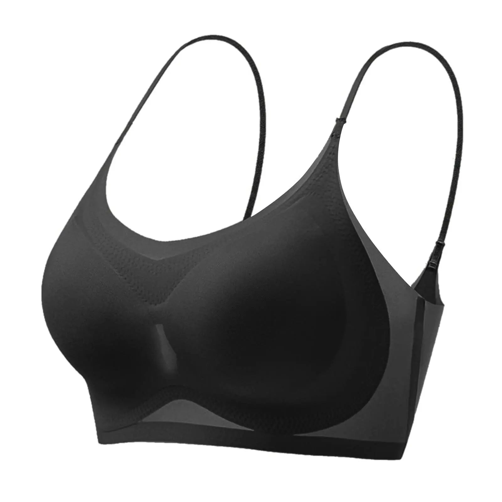 Ultra-thin Ice Silk Padded Bra Seamless Underwear Women's Thin Section Sling Beautiful Back Vest Tops Big Chest Small Sleep Bra