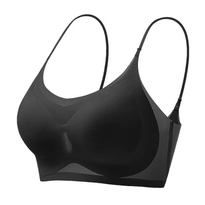 Ultra-thin Ice Silk Padded Bra Seamless Underwear Women's Thin Section Sling Beautiful Back Vest Tops Big Chest Small Sleep Bra