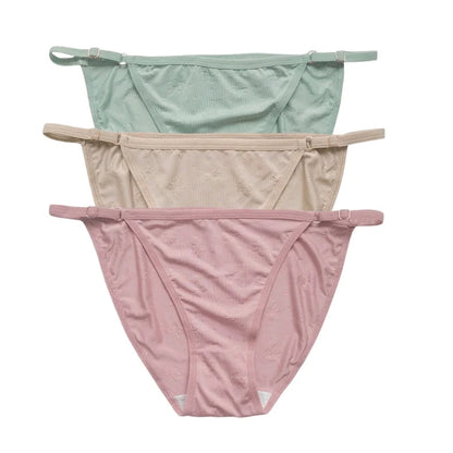 3Pcs/Set Ice Silk Panties Women Low Rise Briefs Brazilian Panties Solid Color Underwear Female Underpants Sexy Lingerie S-XL