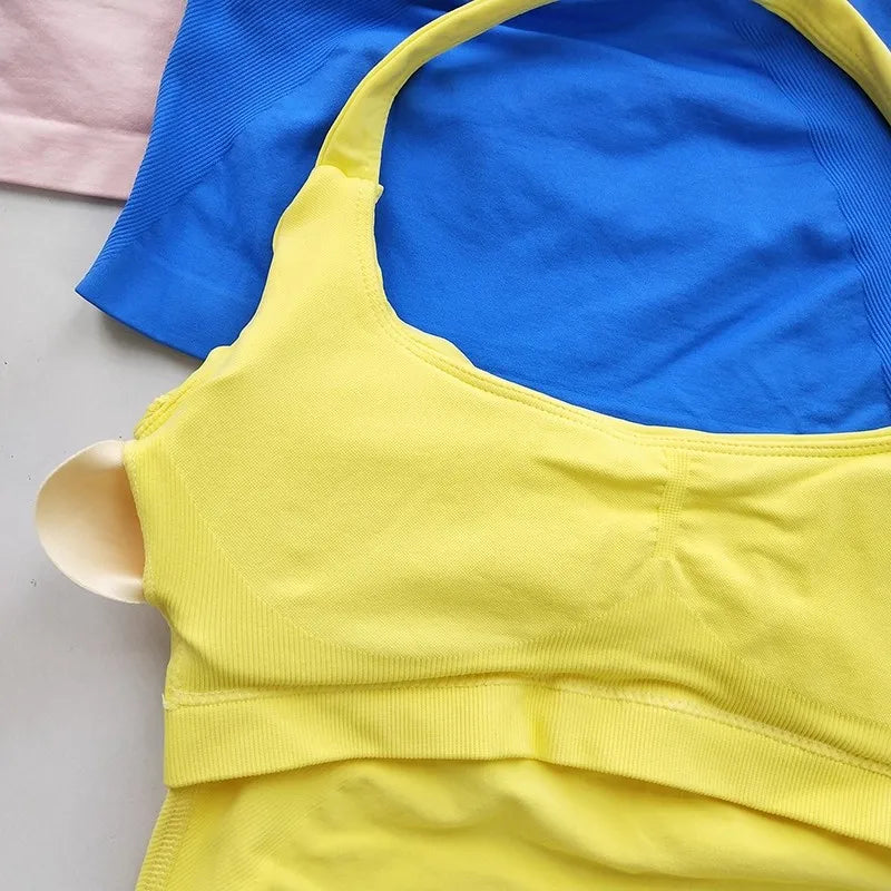 Women's Backless Hanging Necks Fitness Bra Workout Tops Yoga Crop Sports Vest Sexy Gym Fitness Tank Top for Athletic Women