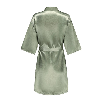 Women's Satin Robe Silk Kimono Bathrobe Pure Short Sexy Sleepwear Bridesmaid Bride Party Robes Grass Green