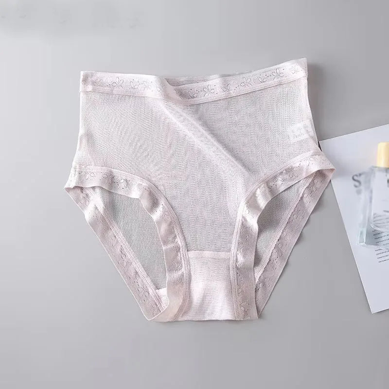 High-grade 100% mesh silk women's briefs Summer Autumn Double bottom breathable,  mulberry silk underwear