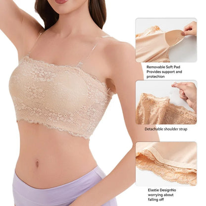 Women's Plus Size Body Shaping Underwear Strapless Sexy Lace Bra Comfortable Breathable Sports Bra