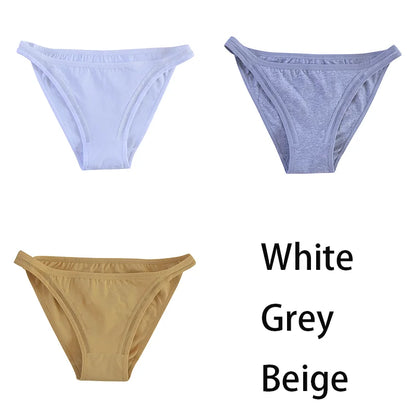 3Pcs/set Women Cotton Panties Female Mesh Underpants Solid Color Bikini Briefs Underwear Ladies Sexy Panty Girls Lingerie