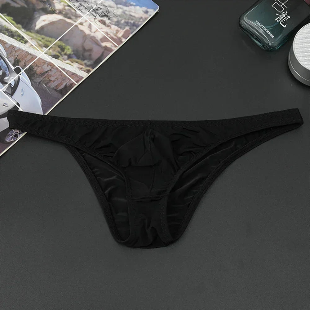 Men's Sexy Breifs Confortable Ice Silk Briefs Ultra-thin Transparent Breathable Underwear Low Waist Underpants Fashion Briefs