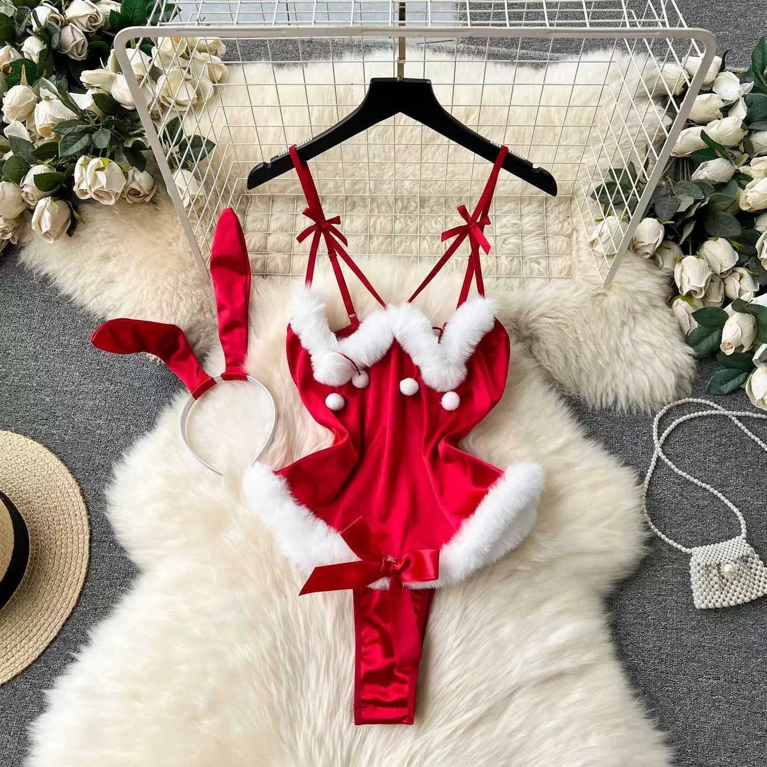 Women Strap Hollow Out Backless French Style Striped Erotic Playsuits Cosplay Slim Fit Underwear Black Lingerie Sexy Bodysuits
