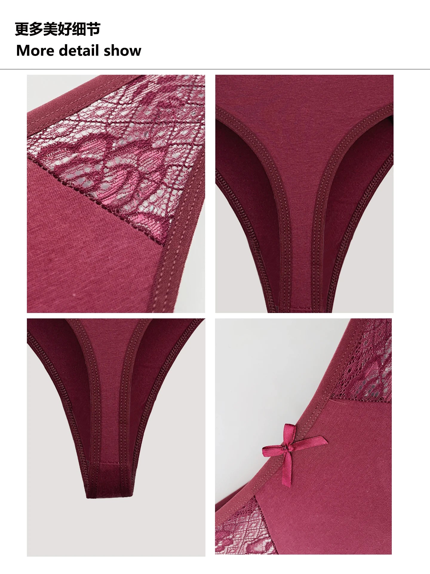 Moonflame 5Pcs Women Cotton Lace Thongs Sexy Low Waist Panties Solid Comfort Underwear Solid Breathable G-String Soft Lingerie