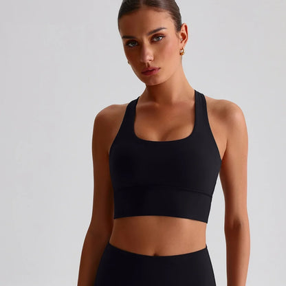 Solid Color Butter Cross Back Soft Push Up Gym Yoga Underwear Women Hollow back shoulder strap Fitness Tight sport Bra Top pad