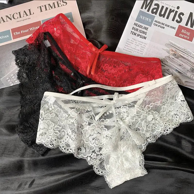Sexy Cross Hollow Out Panties For Women Embroidered Lace Ladyies Underpants Temptation Peach Buttocks Briefs Seamless T-pants